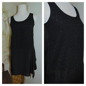 BCBG Generation Dress Womens Black Satiny Mini Wide Perforated Wrap Drape Boho